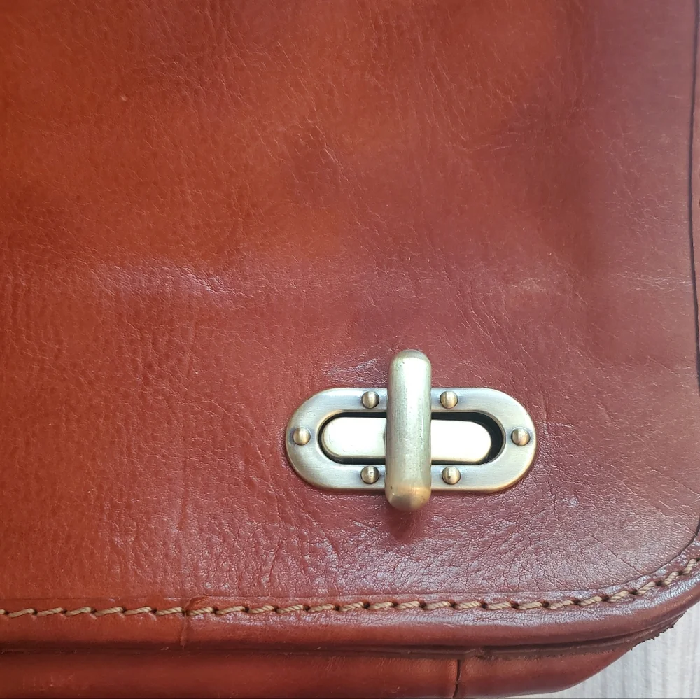 Men's Cognac Vegetable Tanned Italian Leather Briefcase/ Laptop Bag